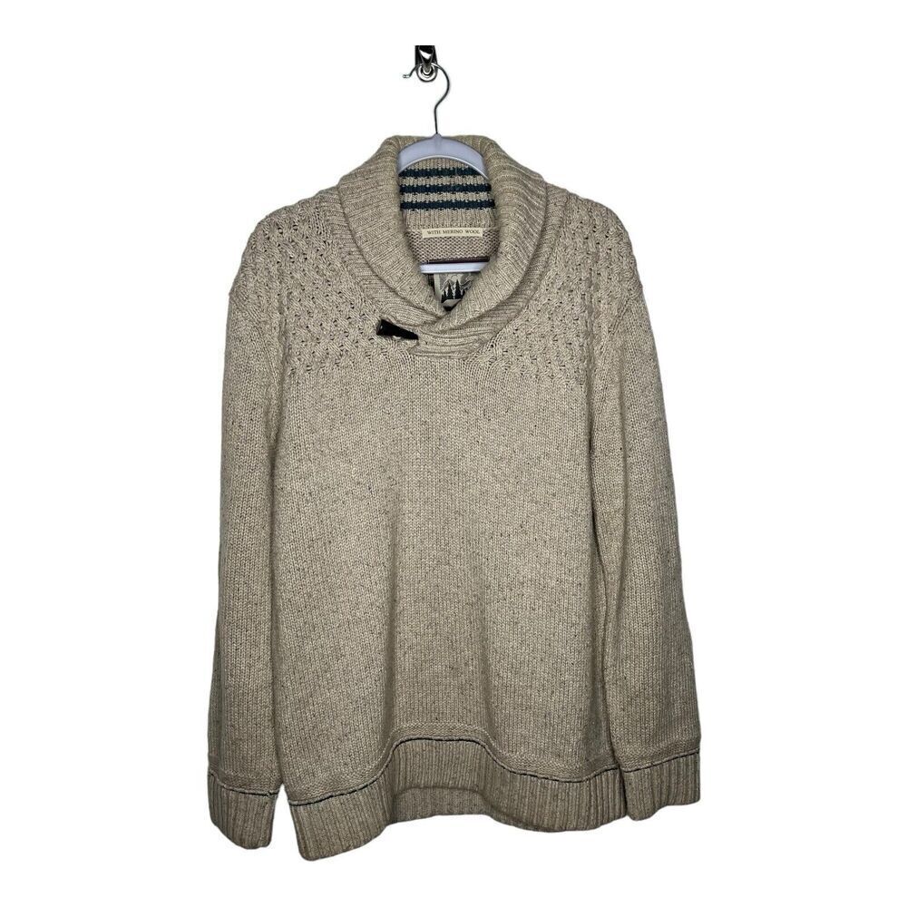 Mantaray Finest Goods Chunky Knit Merino Wool Blend Sweater Mens Large Mock Neck